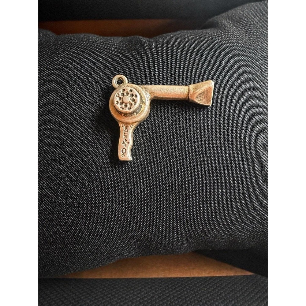 STERLING SILVER 3D HAIR DRYER HAIR STYLIST CHARM !!!